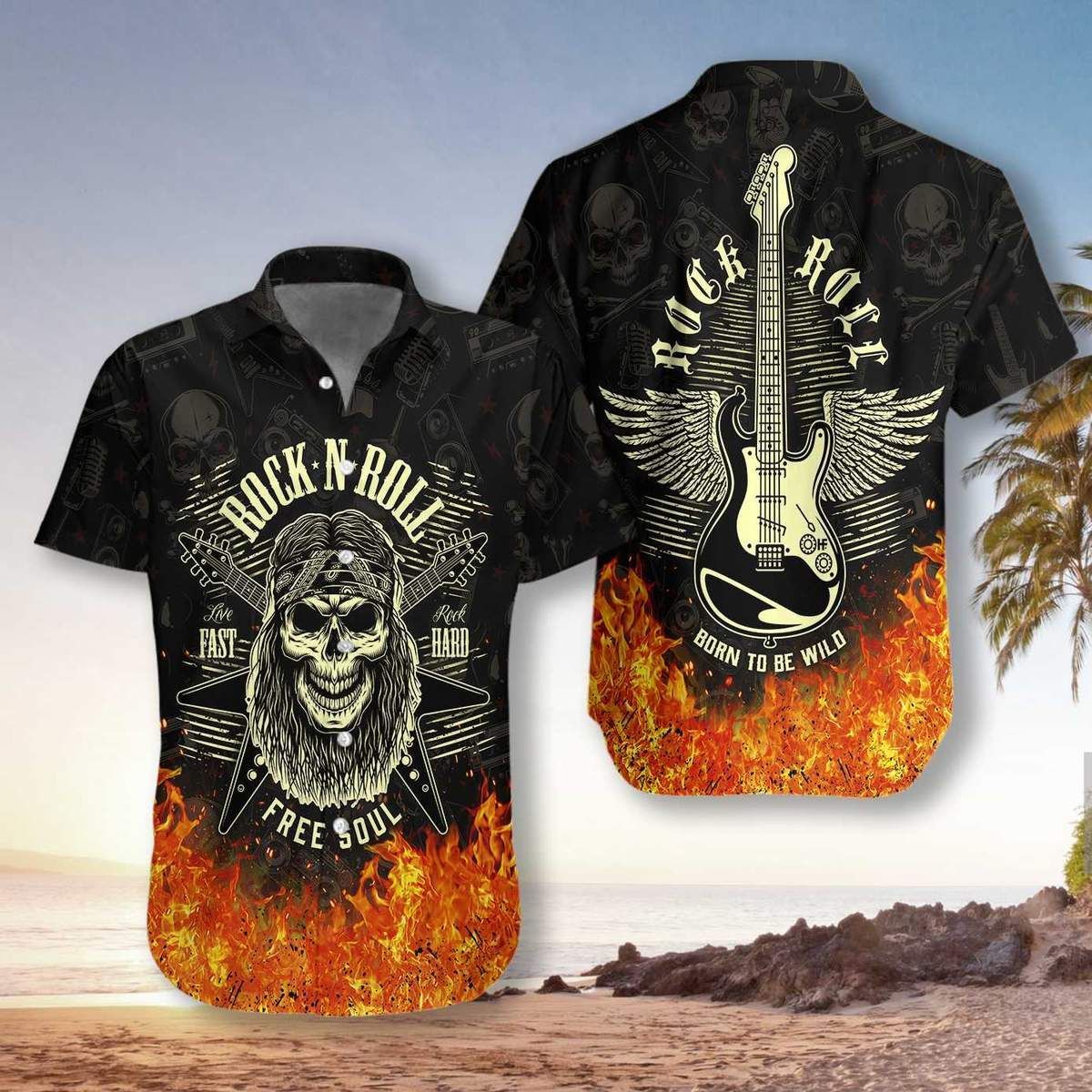 Felacia [Hawaii Shirt] Guitar Born To Be Wild Hawaiian Shirt -ZX1046